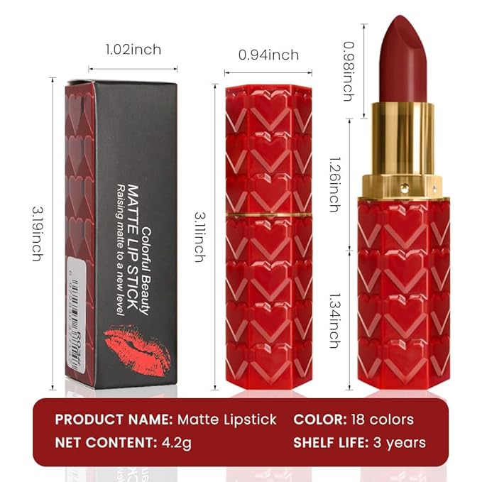 evpct 1Pcs Dark Deep Red Lipstick, Silky Velvet Matte Lipstick Pack Sets for Women, Long Lasting Smudge Proof Lipstick Lip Stain Makeup Kit matte lipstick 24 hours original R06