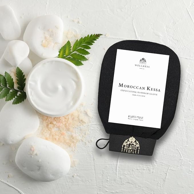 Atlantis People's Moroccan Exfoliating Glove 2 PACK - Body Scrubber & Exfoliating Mitt for Smoother Skin, Exfoliates Dead Skin Cells, Helps Even Skin Tone, For Self-Tan Removal & Keratosis Pilaris