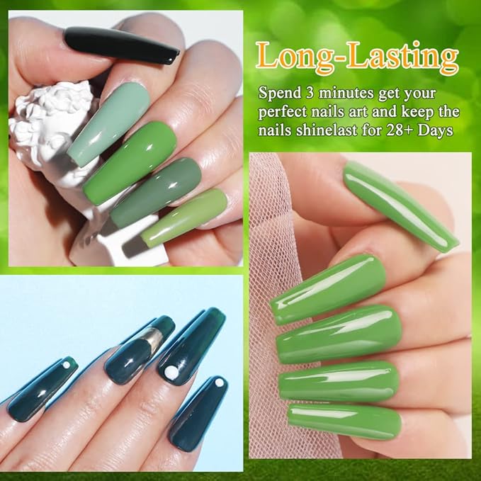 MIZHSE Green Gel Nail Polish Set, Avocado Green Gel Polish, 18ml*6 Colors Olive Neon Green U V/LED Needed, Gel Nail Kit with Gift Box Soak Off Gel for Nail Salon