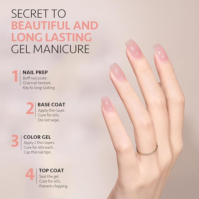 GAOY Jelly Gel Nail Polish Set of 6 Colors Pink White Nude Sheer Gel Polish Kit for Salon Manicure and Nail Art DIY at Home