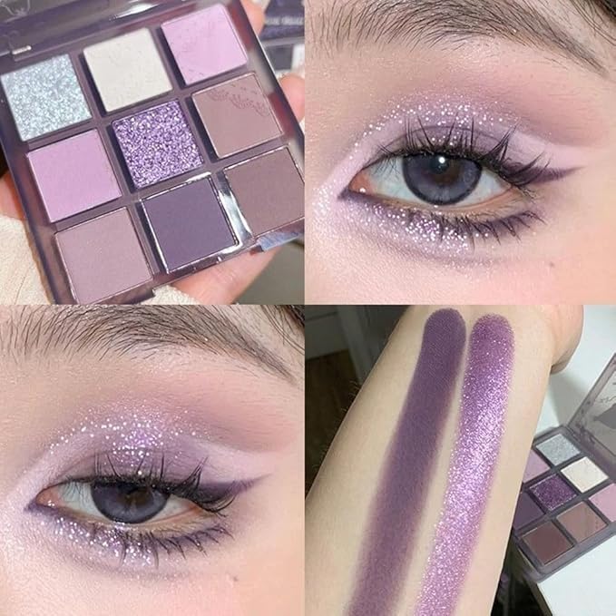 Eye Shadow Palettes Makeup,Dark Purple Plum Lavender Mauve Black Smoky Eyeshadow Palette for Older Women Highly Pigmented Natural Powde Eye Shadow Waterproof Long Lasting Naturing-Looking