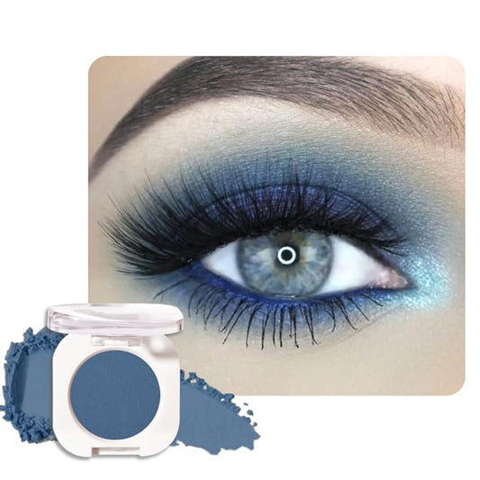 Blue Matte Single Eyeshadow, Lightweight Blendable Mini Eye Shadow for Older Women, Monochrome Eyeshadow Palette Makeup Pigmented Waterproof, Vegan & Cruelty-Free, 34