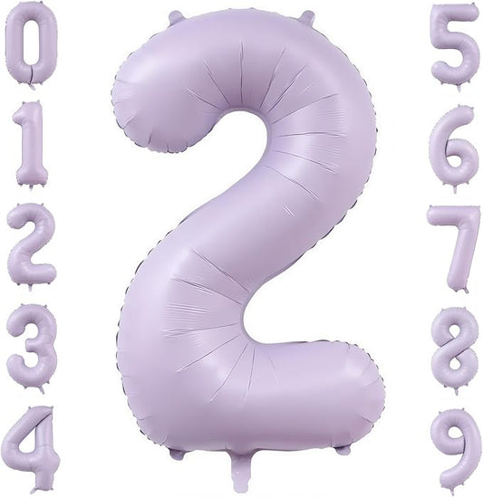 Pastel Purple 2 Number Balloons,40 Inch Light Purple 2 Balloons Large Helium Foil Mylar Purple Number 2 Balloon for Birthday Party Anniversary Decorations