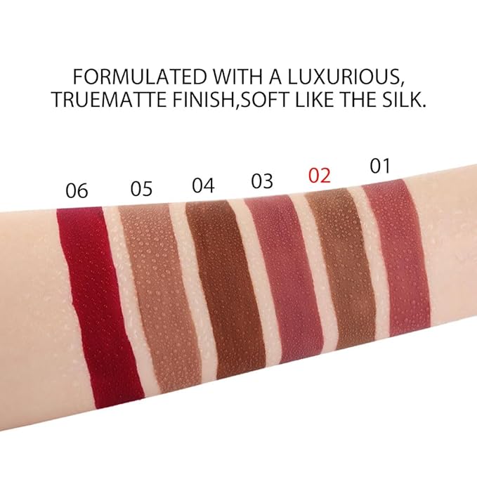 evpct 1Pcs Brown Matte Liquid Lipstick Lip Gloss Glossy Set for Black Women 24 Hour Silky Velvet Lipstick labiales matte larga duracion mate 24 horas originales 02#