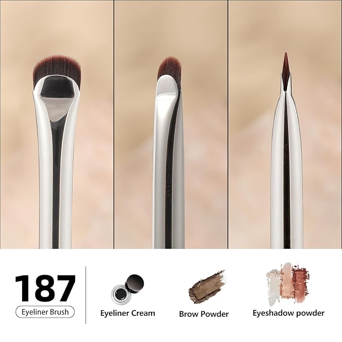 Eyeliner Brush, Crescent-Shaped Eyeliner and Brow Brush - Effortlessly Create Perfect Eyeliner (187 curved eyeliner)