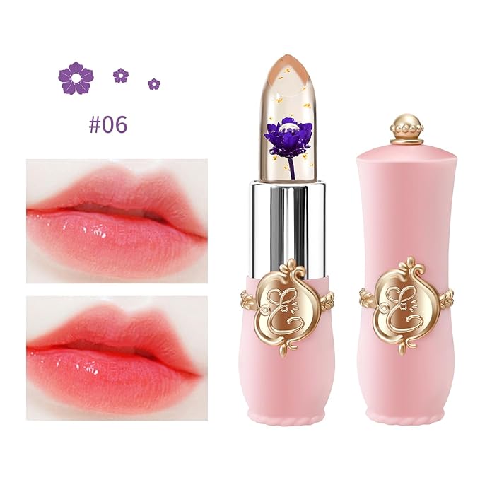 BestLand 3 Pcs/Set Flower Jelly Lipstick Set Temperature Change Moisturizer Long Lasting Nutritious Balm Magic Color Change Lip Gloss (Flower Jelly Lipstick 040506)