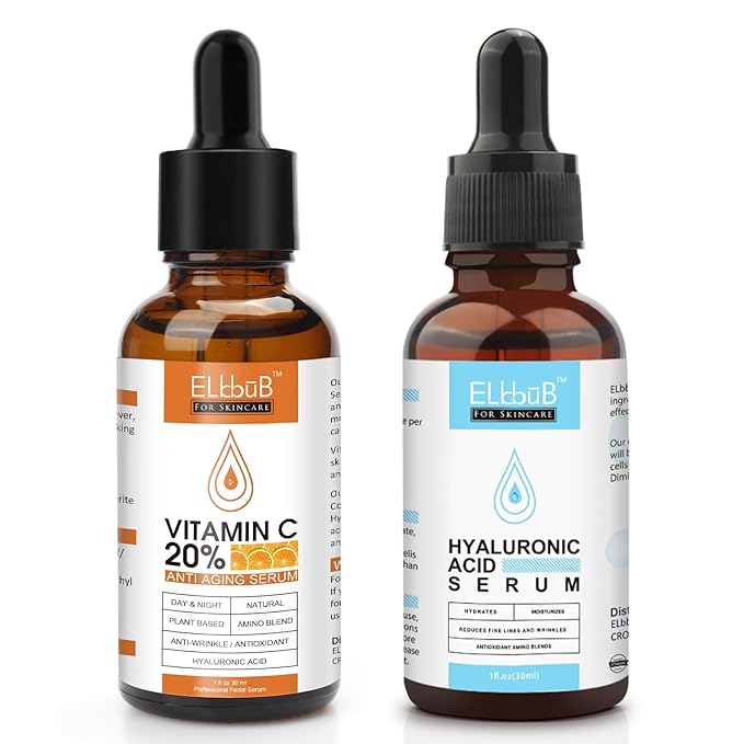 Anti Aging Vitamin C Serum Hyaluronic Acid Serum Set - with Hyaluronic Acid, Skin Care Set Boost Skin Collagen,Hydrate & Plump Skin, Anti Aging & Wrinkle Facial Serum