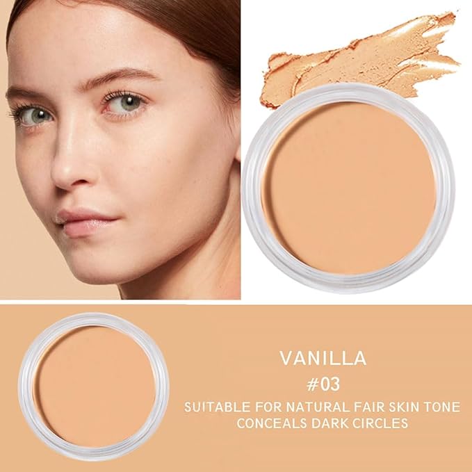 Kaely Cream Pot Concealer Full Coverage Makeup Set, Under Eye Brightener Color Correcting Concealer for Dark Circles, Waterproof Foundation Palette with Brush, Eye Ring Corrector de ojeras, 03