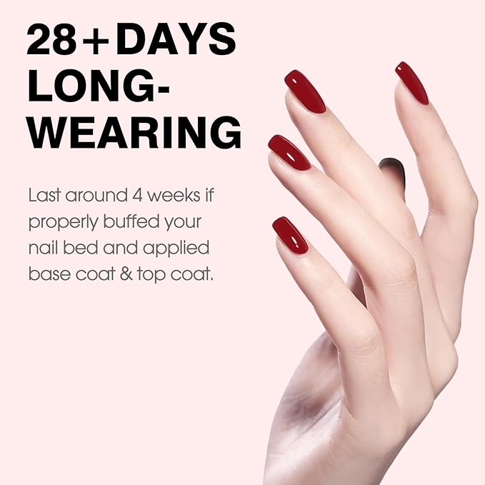 CANNI Red Gel Polish, 1Pcs Deep Dark Red Color Nail Polish Gel High Gloss Soak Off UV French Nail Manicure Salon DIY