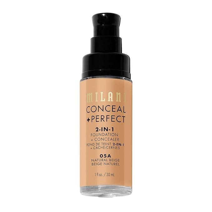 Milani Conceal + Perfect 2-in-1 Foundation + Concealer for a Flawless Complexion, Under Eye Corrector, Cover Redness and Imperfections, Waterproof and Sweatproof - Natural Beige