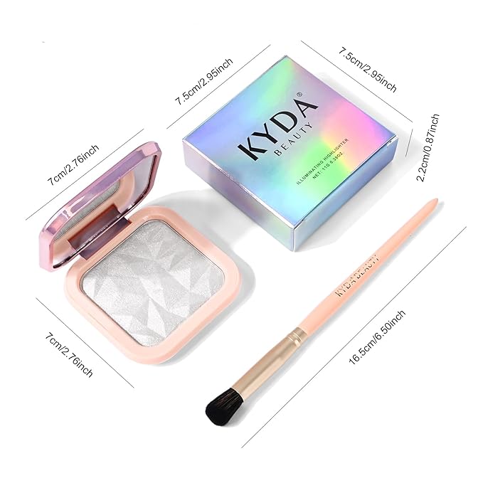 KYDA Face Highlighter Palette, High Glossy Pearl White Face Illuminator Palette, Natural Shimmer Smooth Baked Highlighter Makeup, Lasting Sparkling Baked Pressed Powder- PEARL