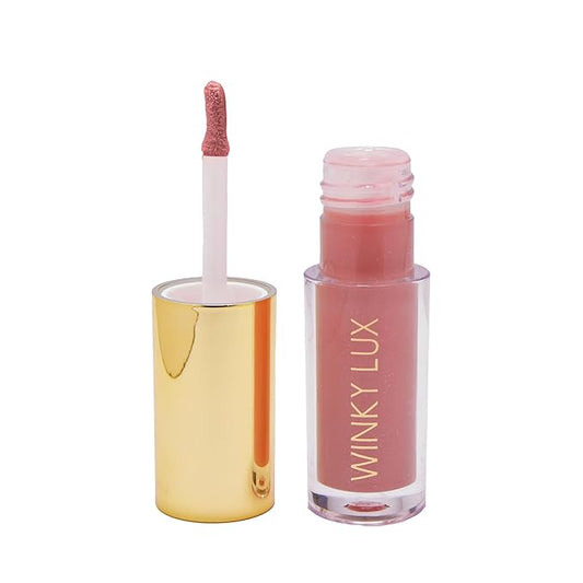 Winky Lux Muse Very There Lip Oil - Hydrating Nude Pink Tint with Jojoba Oil, Non-Sticky Glossy Lip Oil, Tinted Pink Gloss for Juicy Lips & Soft Vanilla Scent