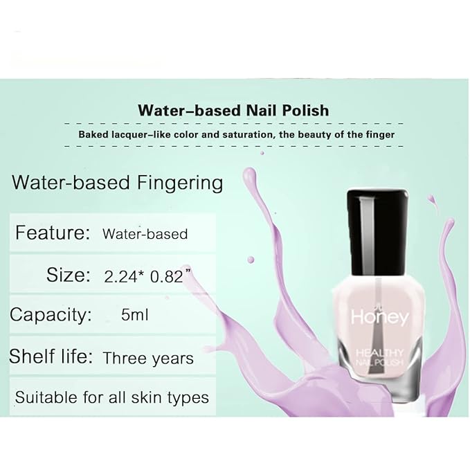 Non Toxic Easy Peel Off and Fast Dry Nail Polish Set for Pack, Eco Friendly and Organic Water Based Nail Polish for Women,Teens(10 Bottles)