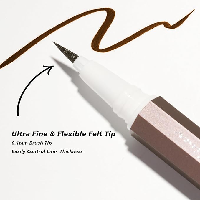 Liquid Eyeliner, Brown Liquid Eyeliner, Long Lasting Brown Liquid Eye Liner Pen for Daily Natural Makeup, Felt Tip Applicator for Line Precision, Easy to Remove with Warm Water YES.EYE DO(Cocoa Charm)