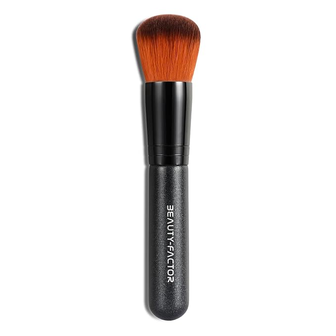 Domed Foundation Brush, 13CM Professional Cheek Blush Brush with Soft Dense Synthetic Bristles Face Kabuki Makeup Brushes for Loose Powder, Liquid, Buffing, Contour, Bronzer, Cream, Blending