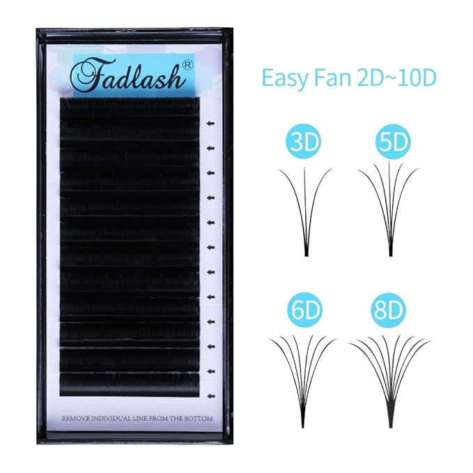 Volume Lashes 0.07mm FADLASH D DD Curl Easy Fan Lashes 2D-10D Self Fanning Eyelash Extensions 8-18mm Length Volume Lash Extensions Withstand about 194℉(0.07-D, 16mm)