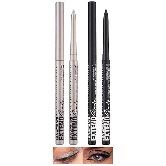 LANGMANNI 2Pcs Metal Colorful Eyeliner Pencil Set - Matte & Shimmer Eye Makeup,Smooth Use Long-Lasting & Waterproof Eyeliner Set(#02+11)