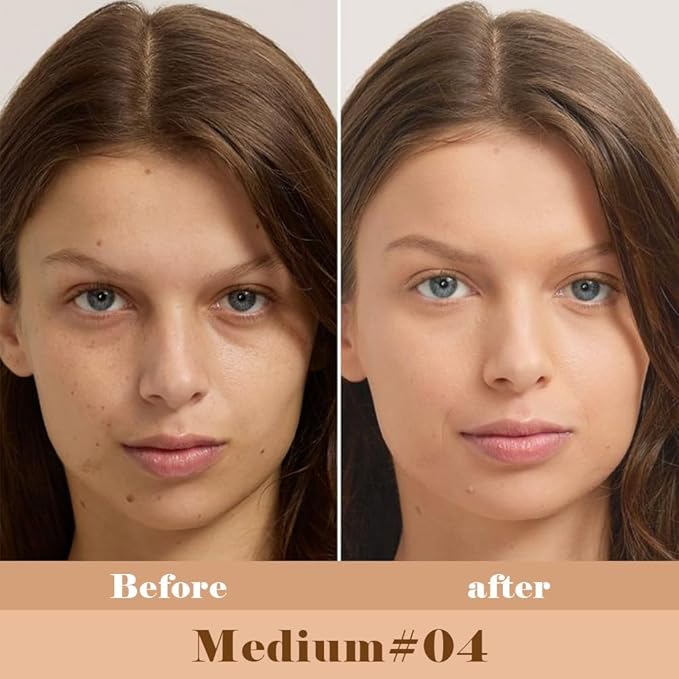 Liquid Concealer for Older Women, Under Eye Brightener Full Coverage Concealer for Dark Circles, Spots, Lightweight Waterproof Foundation Makeup, Vegan & Cruelty-Free, 04 Medium