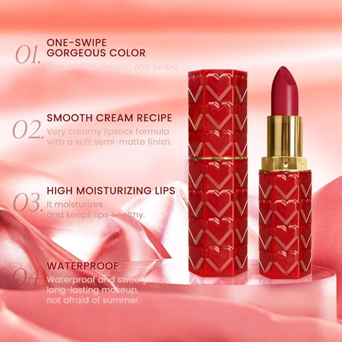 evpct 1Pcs Dark Rose Red Lipstick, Silky Velvet Matte Lipstick Pack Sets for Women, Long Lasting Smudge Proof Lipstick Lip Stain Makeup Kit matte lipstick 24 hours original R05