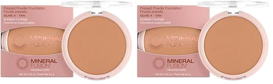 Mineral Fusion Pressed Powder Foundation, Olive 4, 0.32 Ounce (Pack of 2)