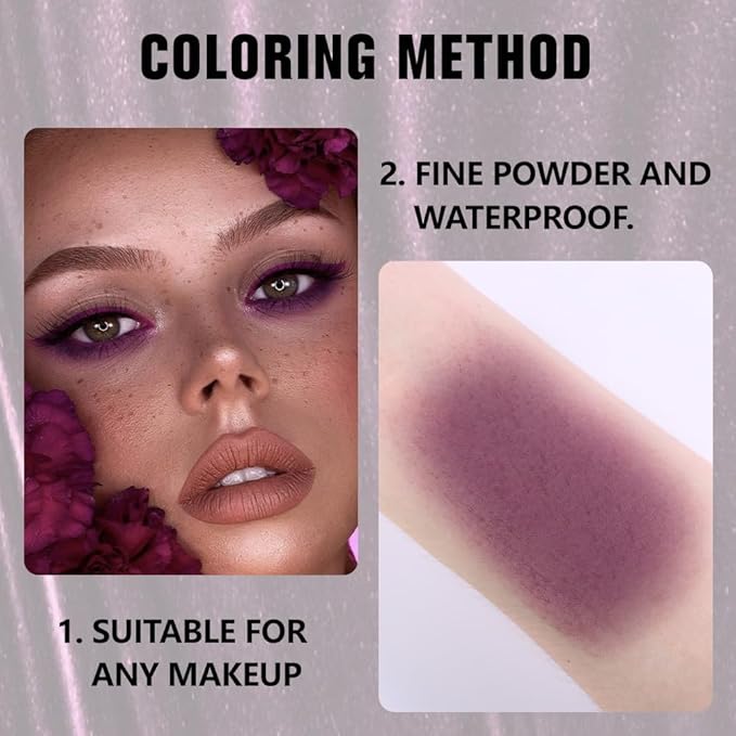 evpct Plum Purple Matte Single Eye Shadow Palette Makeup for Older Women, Plum Purple Natural Pressed Eyeshadow Palette for Eyes, High Pigment Longwear Mini Monochrome Eyeshadow Sombra Para Ojos