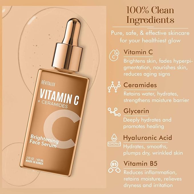 Vitamin C & Ceramides Serum - Anti-Aging, Hydrates & Repairs Skin, Smooths Complexion - Dermatologist Tested, Cruelty-Free Korean Skin Care for All Skin Types - 2 fl. oz