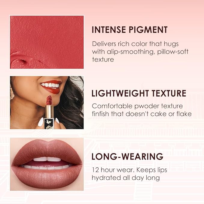 Catkin Rouge Matte Lipstick, Nude Waterproof Long Lasting Carving Satin Moisturizing Smooth Soft 0.13 Ounce-Chinese Style (CO137)