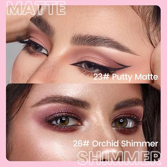 evpct 2Pcs Cream Eye Shadow Brightener Sticks Set for Eyes Waterproof, Putty Matte & Orchid Shimmer Cream Eyeshadow Applicator Stick Long Lasting Pigmented Eye Makeup sombras en crema para ojos 23+26