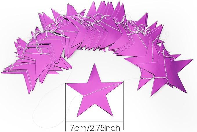 Patelai 130 Feet Glitter Star Garland Banner Decoration Hanging String Star New Year Eve Party Supplies Gold Black Party Decor for 2026 New Year Valentines Wedding Birthday (Gold and Purple)