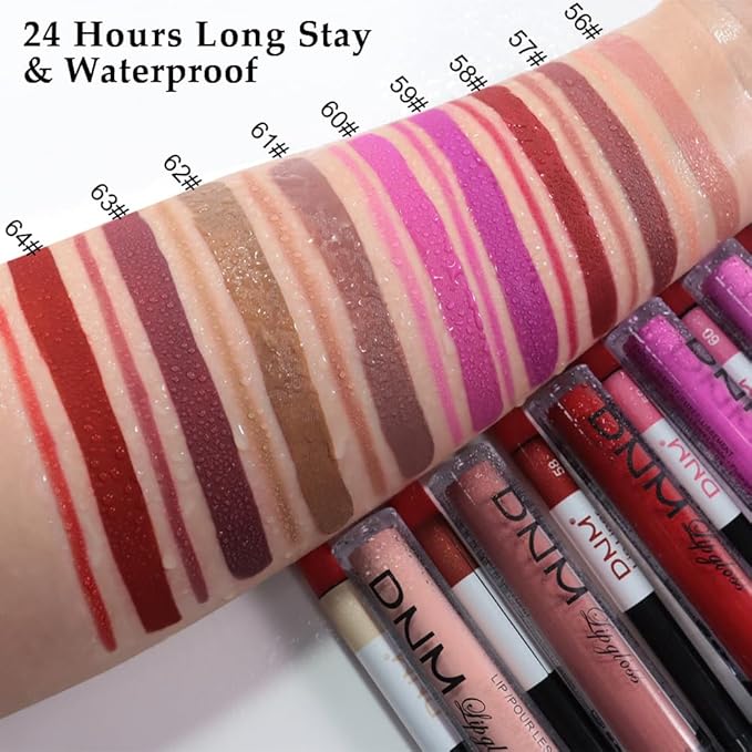 2Pcs Nude Pink Matte Lip Liner and Lipstick Makeup Set, natural nudes Lip Stain Lip Gloss Matt Liquid Lipstick 24H Long Lasting lapiz labiales mate 24 horas originales larga duracion (Nude 56#)