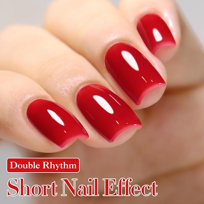 Double Rhythm 15ML Gel Polish Pure Sheer Same Color Same Bottle Soak Off Gel Polish Art Manicure Salon DIY at Home for Women (Jelly Red-A1450)