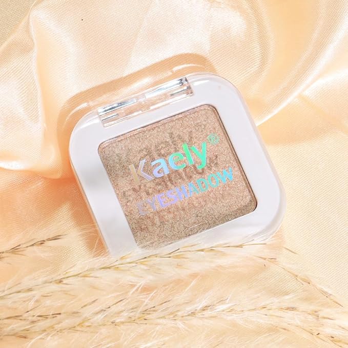 Kaely Pressed Single Eyeshadow Makeup, Light Nude Brown Shimmer Highly Pigmented Monochrome Eye Shadow Palette, Waterproof Neutral Powder Mini Eyeshadow, sombras para ojos, Lightweight Blendable, 20