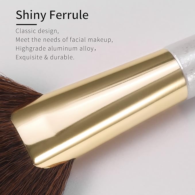 Round Fan Makeup Brush, Thick Fan Brush Makeup, Fan Brush Bronzer, Fluffy Blush Brush for Cheeks, Sculpt Blush Brush, Contour Brushes for Makeup - White, 169O