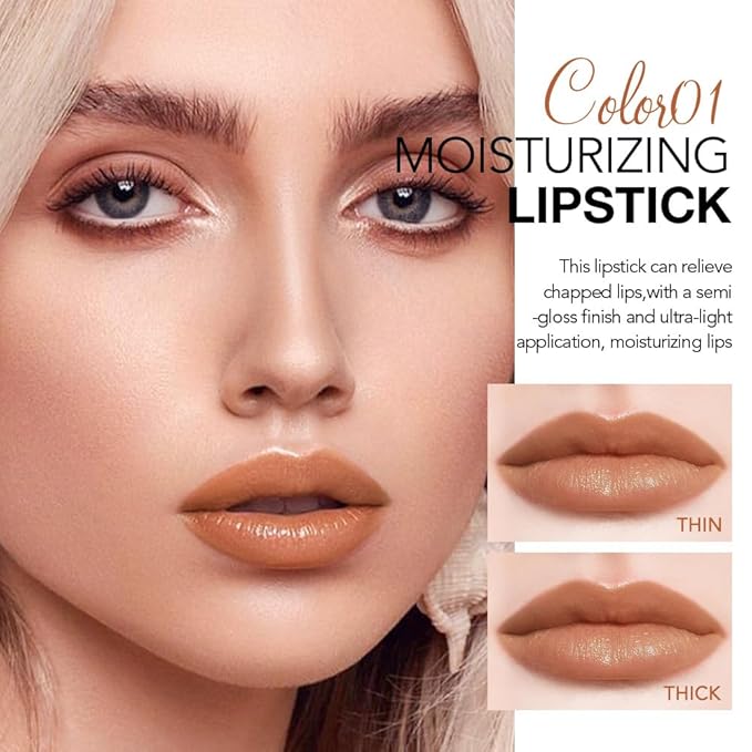 1Pcs Tinted Lip Balm Moisturizing Lipstick,Waterproof Hydrating Matte Lip Balm for Women,Creamy Natural Color Stain for Dry Lips,Soft Matte Finish with Subtle Scent (#01 Warm Orange Nude Brown)
