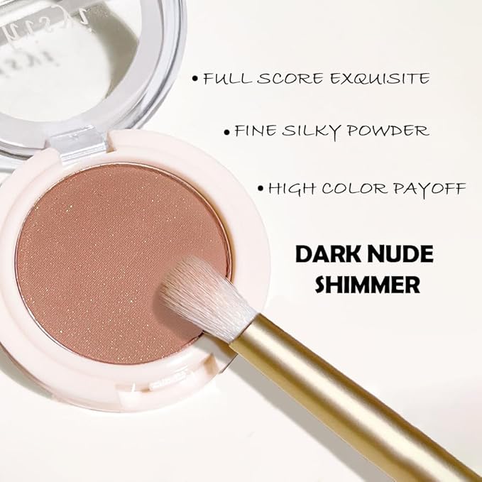 Eyeshadow Single Glitter, High-Pigment Monochrome Eye Shadow Pressed Powder, Everyday Velvety Silky Eye Makeup Looks, Professional Long-Lasting Waterproof Single Eyeshadow Palette, Brown 02