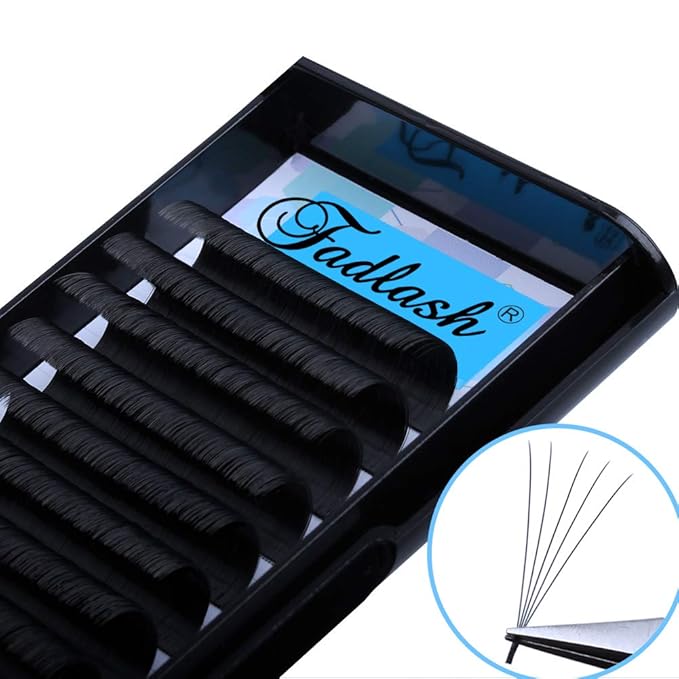 Volume Lashes 0.07mm FADLASH D DD Curl Easy Fan Lashes 2D-10D Self Fanning Eyelash Extensions 8-18mm Length Volume Lash Extensions Withstand about 194℉(0.07-D, 16mm)