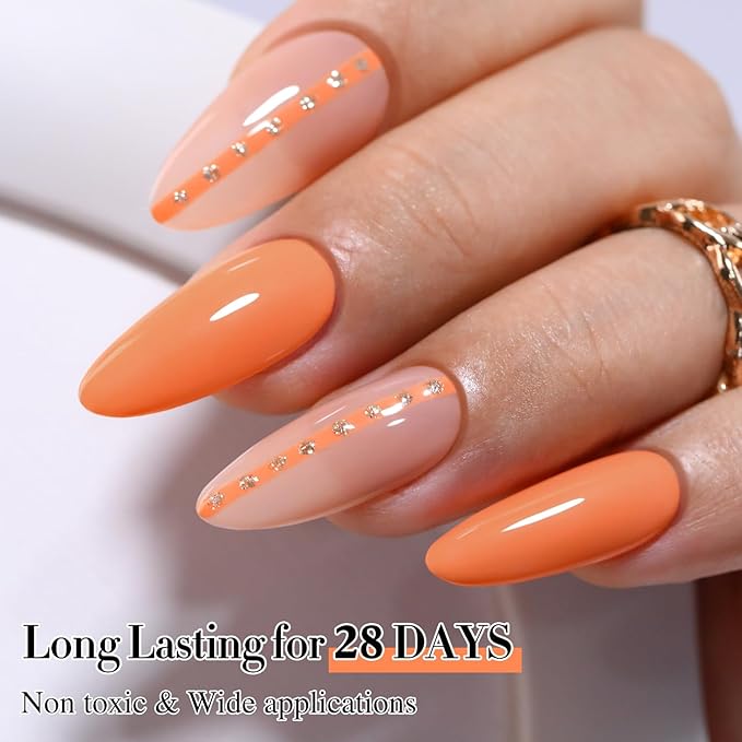 Double Rhythm 15ML Gel Polish Pure Sheer Same Color Same Bottle Soak Off Gel Polish Nail Art Manicure Salon DIY at Home for Women (Milky Orange-A1394)