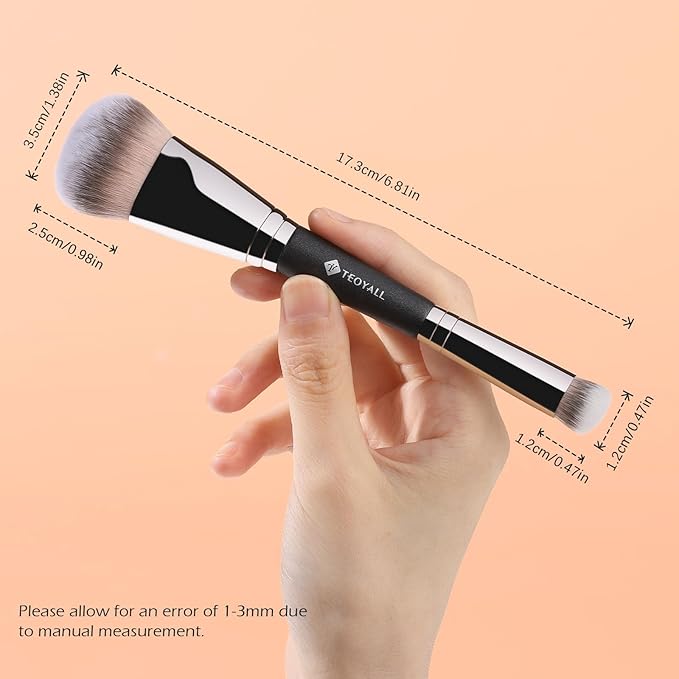 TEOYALL Dual-Ended Contour Concealer Brush, Sculpting Defining and Angled Under Eye Synthetic Bristles for Liquid Cream Powder