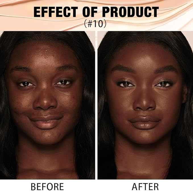 2 in 1 Foundation Concealer, Lightweight Creamy Long Lasting Face Makeup for Combination Oily Skin, Conceals Dark Circles Under Eyes Dark Spots and Blemishes, Vegan Cruelty-Free, Deep