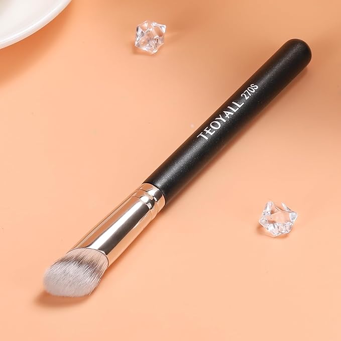 TEOYALL Under Eye Concealer Brush, Angled Contour Brush Synthetic Kabuki Brush for Concealing Blending Setting Buffing with Liquid, Cream and Powder Cosmetic (270S)