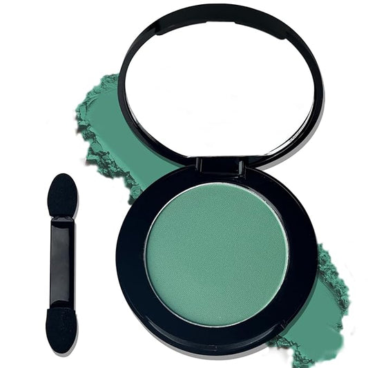 MEICOLY Single Green Eyeshadow Palette with Mirror,Matte Green Eye Shadow for St Patricks Day Makeup,Pressed Powder Eyeshadow,Matte Shade Eyelid Color Eye Makeup,High Pigment,Long Wear