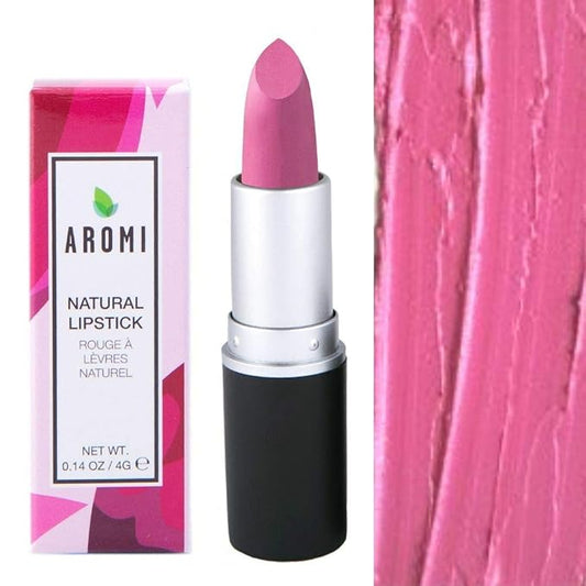 Aromi Natural Lipstick | Pink Lip Color for Women, Creamy, Moisturizing, Satin Finish, Dye-free Makeup, Vegan, Palm-free, Handmade (Pretty Pink)