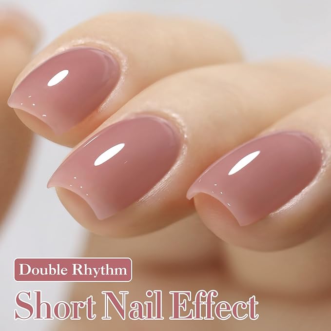 Double Rhythm 15 ML Gel Polish Pure Sheer Same Color Same Bottle Soak Off Gel Polish Nail Art Manicure Salon DIY at Home for Women (Pink Lilac-A1369)