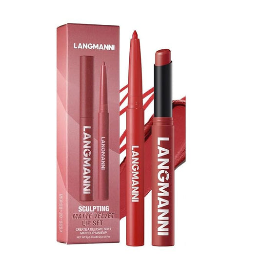 Lip Liner + Lipstick Set (12 Shades Available) -Matte Lipstick for Women, Silk Finish Hydration Lip Kit, Waterproof Smooth Creamy Texture, Bold to Nude Shades for Daily & Party Wear, Makeup Gift(10)