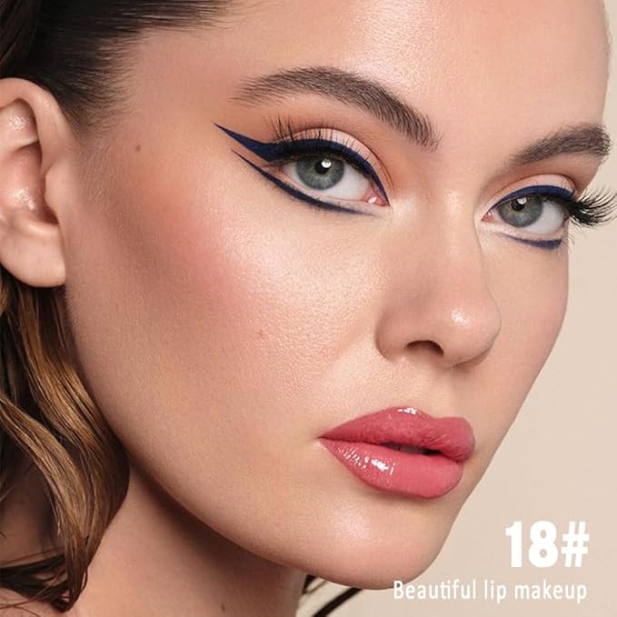 evpct Warm Pink Shiny Longwear No-Budge Liquid Lip Color Lipstick Makeup, Highly Pigmented Color Instant Shine, Waterproof Long Lasting Lipstick for Women, Lip Stain Gloss with Lip Liner Brush, 18#