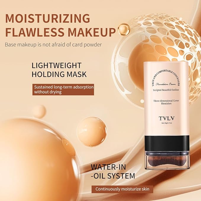 Face And Body Moisturizing Concealer Foundation,Flawlessly Covers Dark Circles, Wrinkles, Fine Lines. Features A Built-in Soft,Dense Brush Head.Medium-Dark And Natural Shades, 0.17 Oz (05#HONEY)