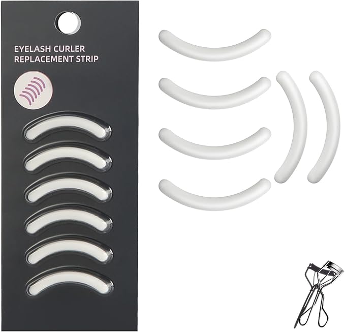 Soft Silicone Rubber Eyelash Curler Refills Compatible with Shiseido, Tweezerman, Revlon, Shu Uemura, Surratt, e.l.f Eyelash Curler for Travel Portable Carry,Cosmetic Accessory,6PCS (White)