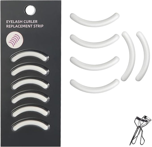 Soft Silicone Rubber Eyelash Curler Refills Compatible with Shiseido, Tweezerman, Revlon, Shu Uemura, Surratt, e.l.f Eyelash Curler for Travel Portable Carry,Cosmetic Accessory,6PCS (White)