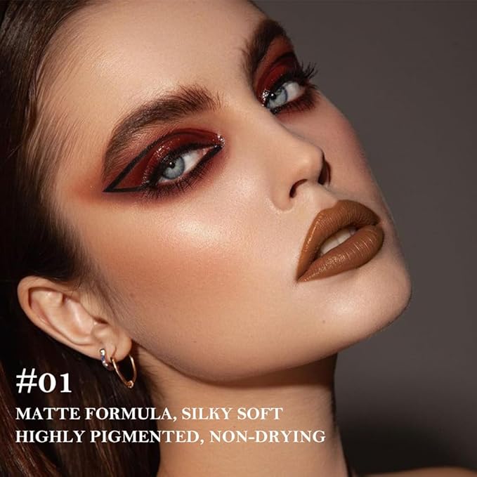 BINGBRUSH 2-in-1 Gradient Lip Liner & Lipstick Combo,Matte Longwear Waterproof Lip Pencil with Cone Tip,Smudge Proof Crayon for Flawless Ombre Contour,Women's Long Lasting Makeup Set (01#Warm Brown)