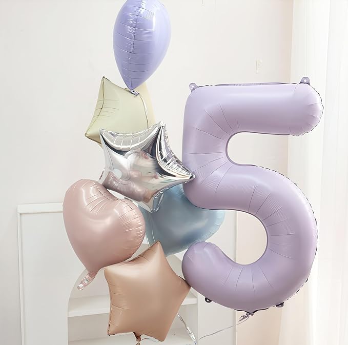 Pastel Purple 7 Number Balloons,40 Inch Light Purple 7 Balloons Large Helium Foil Mylar Purple Number 7 Balloon for Birthday Party Anniversary Decorations
